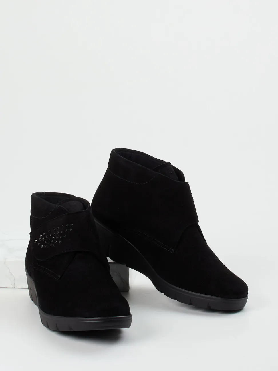 Semler – Komfort-Stiefeletten aus Veloursleder schwarz