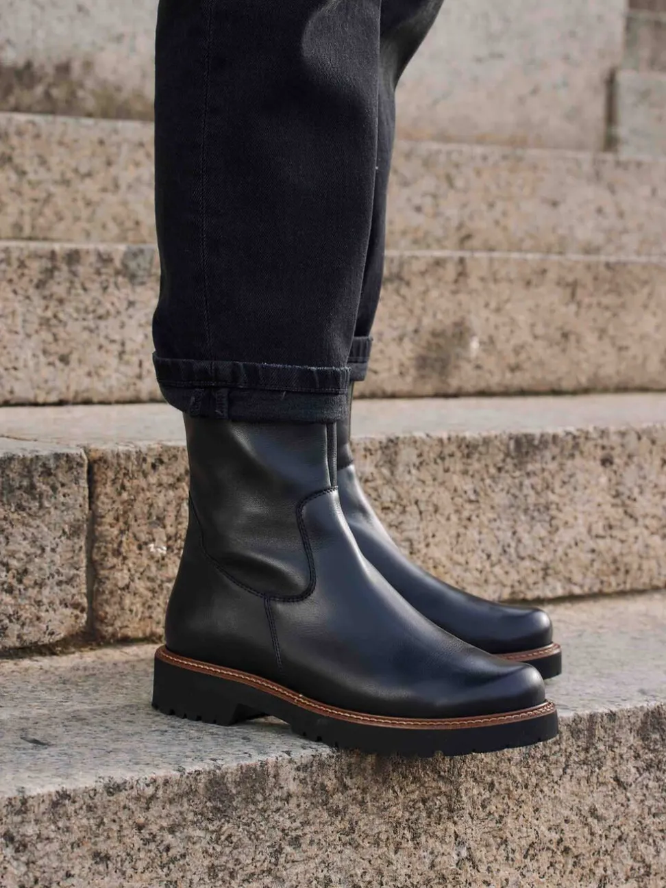 Semler – Langschaftstiefel aus Kalbleder Schwarz