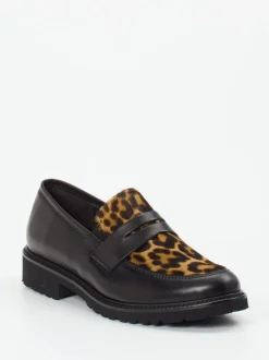 Semler – Loafer aus Glattleder und Ponyfell Schwarz