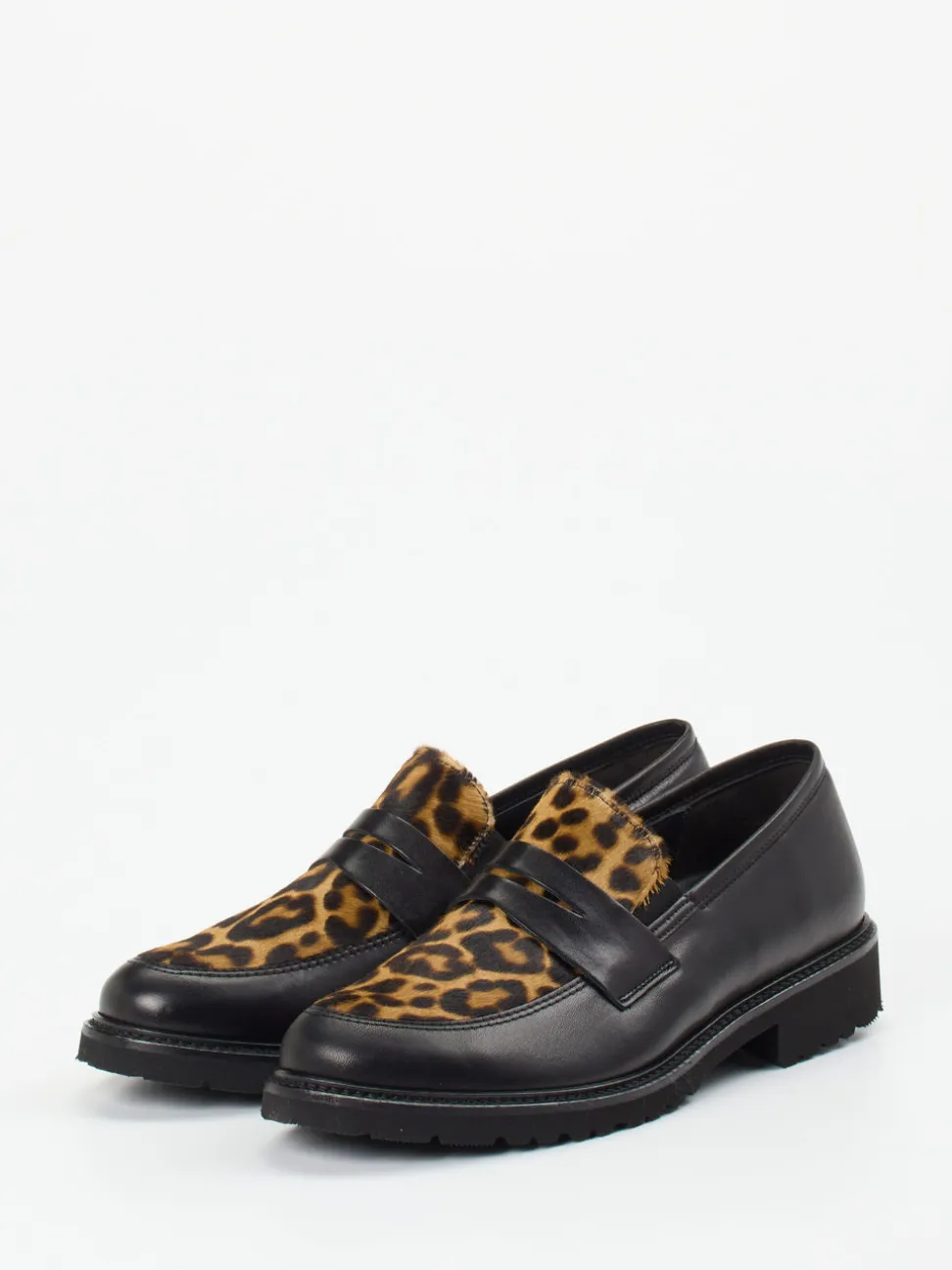 Semler – Loafer aus Glattleder und Ponyfell Schwarz