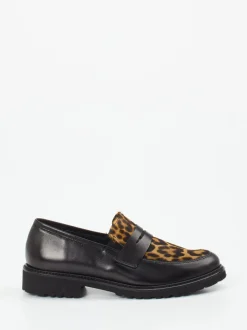Semler – Loafer aus Glattleder und Ponyfell Schwarz