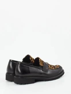Semler – Loafer aus Glattleder und Ponyfell Schwarz