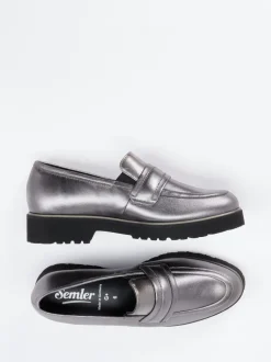 Semler – Loafer aus Metallicleder in Silber