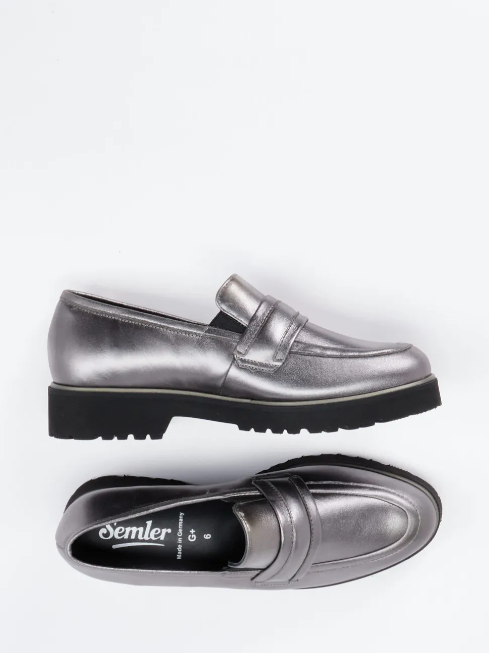 Semler – Loafer aus Metallicleder in Silber