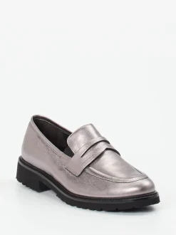Semler – Loafer aus Metallicleder silberfarben