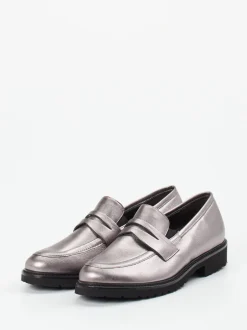 Semler – Loafer aus Metallicleder silberfarben