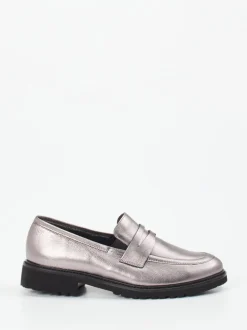 Semler – Loafer aus Metallicleder silberfarben
