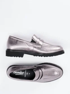 Semler – Loafer aus Metallicleder silberfarben