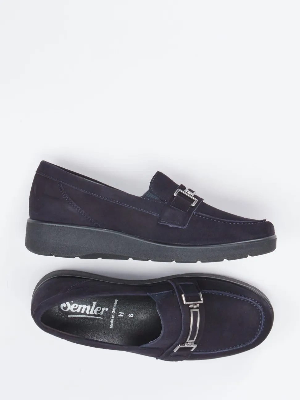 Semler – Loafer aus Veloursleder Dunkelblau