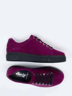 Semler – Low-Top Sneaker aus Veloursleder pflaume
