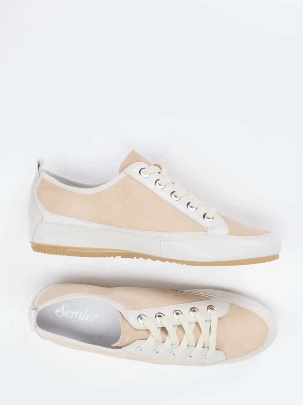 Semler – Low-Top Sneaker aus Veloursleder beige
