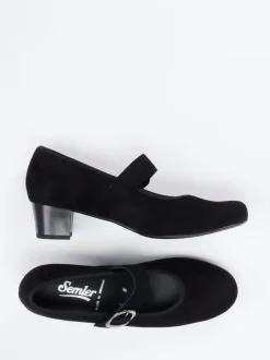 Semler – Mary Jane Pumps aus Veloursleder schwarz