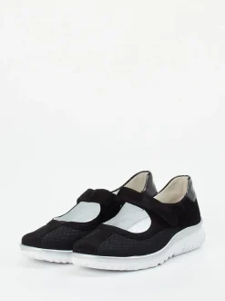 Semler – Mary Jane Sneaker aus Veloursleder schwarz