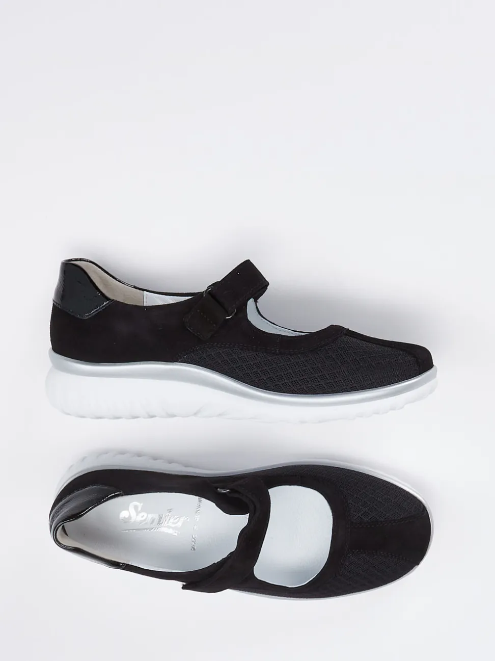 Semler – Mary Jane Sneaker aus Veloursleder schwarz