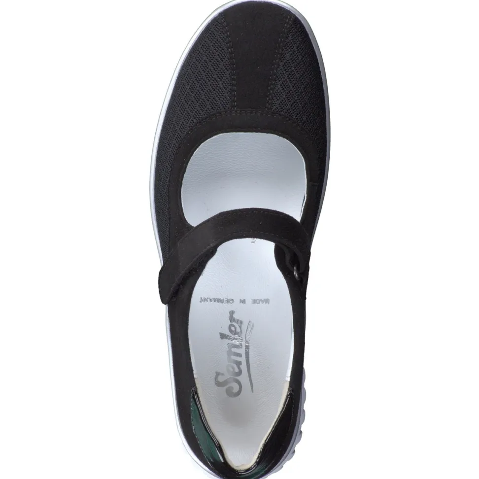Semler – Mary Jane Sneaker aus Veloursleder schwarz