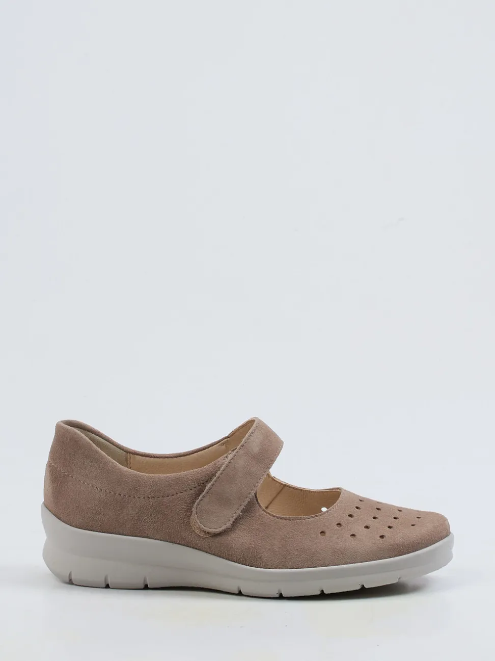 Semler – Mary Janes aus Veloursleder in Taupe