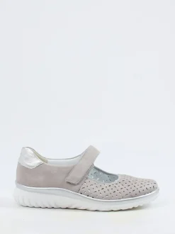 Semler – Mary Janes aus Veloursleder Taupe-Grau