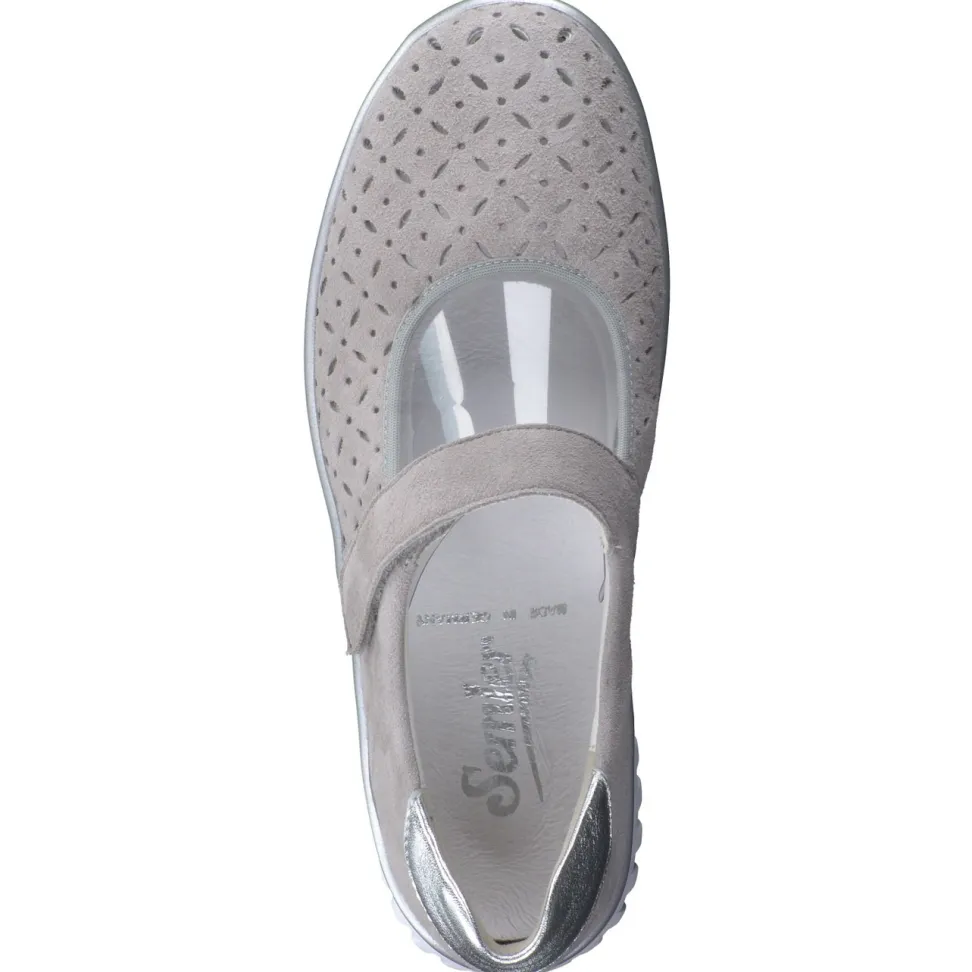 Semler – Mary Janes aus Veloursleder Taupe-Grau