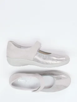Semler – Mary-Jane-Halbschuh aus Veloursleder grau