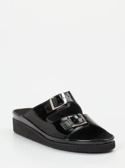 Semler – Pantoletten aus Lackleder in Schwarz