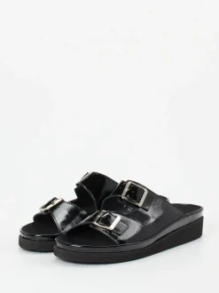 Semler – Pantoletten aus Lackleder in Schwarz