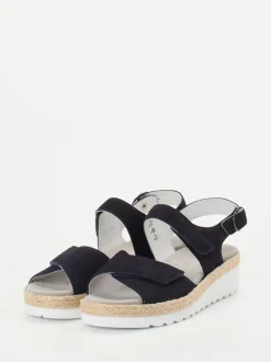 Semler – Plateausandale aus Veloursleder blau