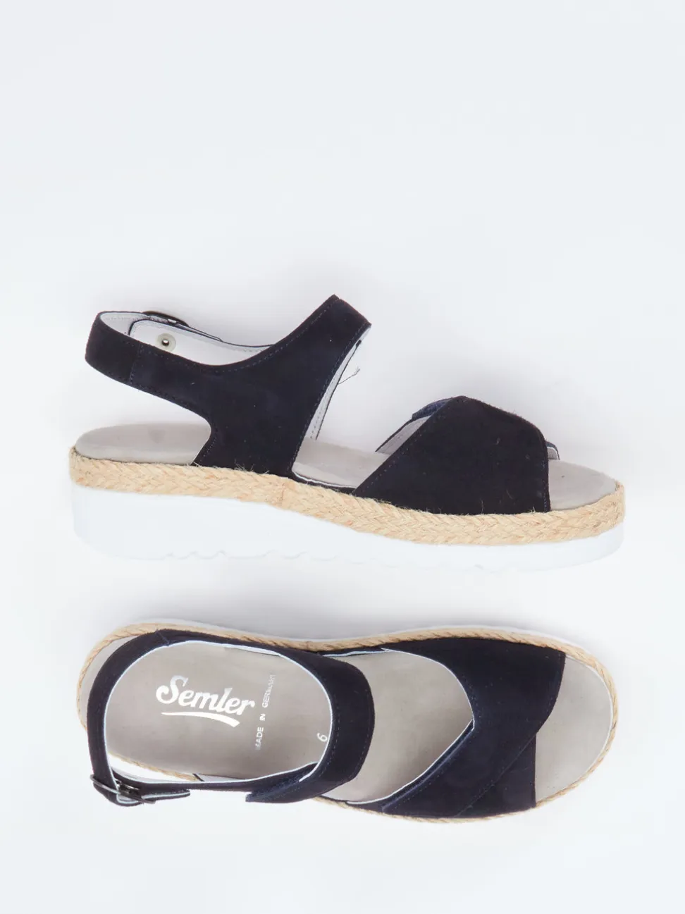 Semler – Plateausandale aus Veloursleder blau
