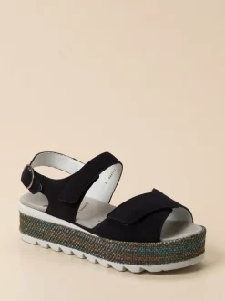 Semler – Plateau-Sandalen aus Veloursleder Schwarz