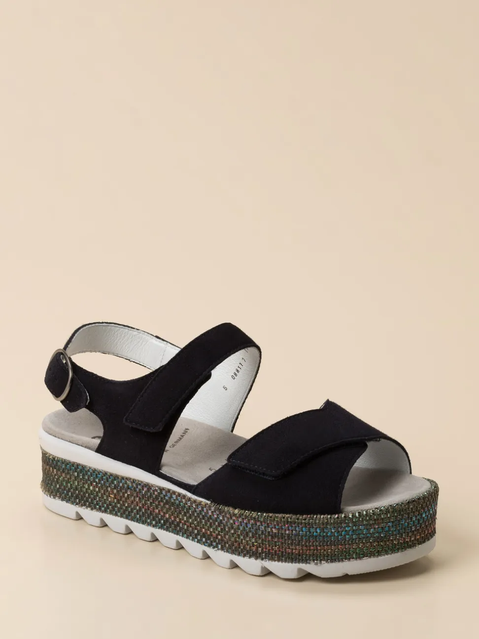 Semler – Plateau-Sandalen aus Veloursleder Schwarz
