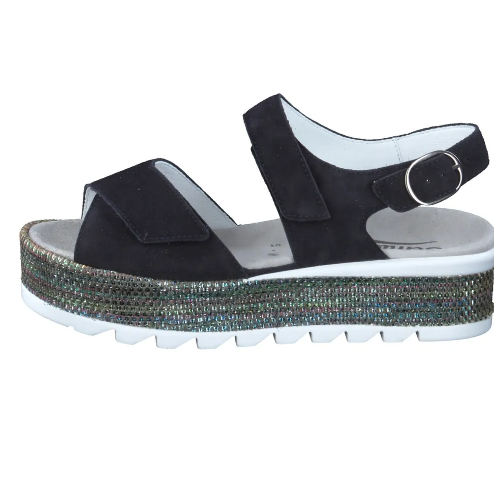 Semler – Plateau-Sandalen aus Veloursleder Schwarz