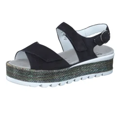 Semler – Plateau-Sandalen aus Veloursleder Schwarz