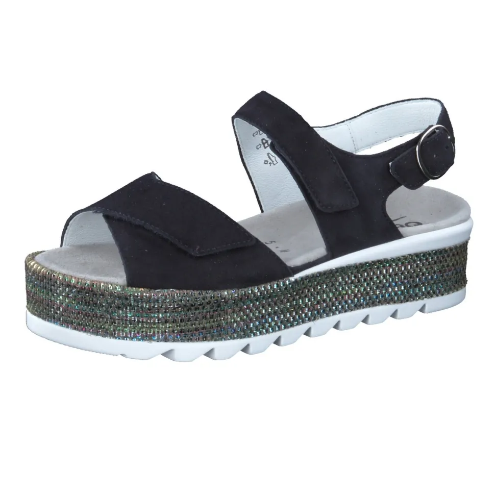 Semler – Plateau-Sandalen aus Veloursleder Schwarz