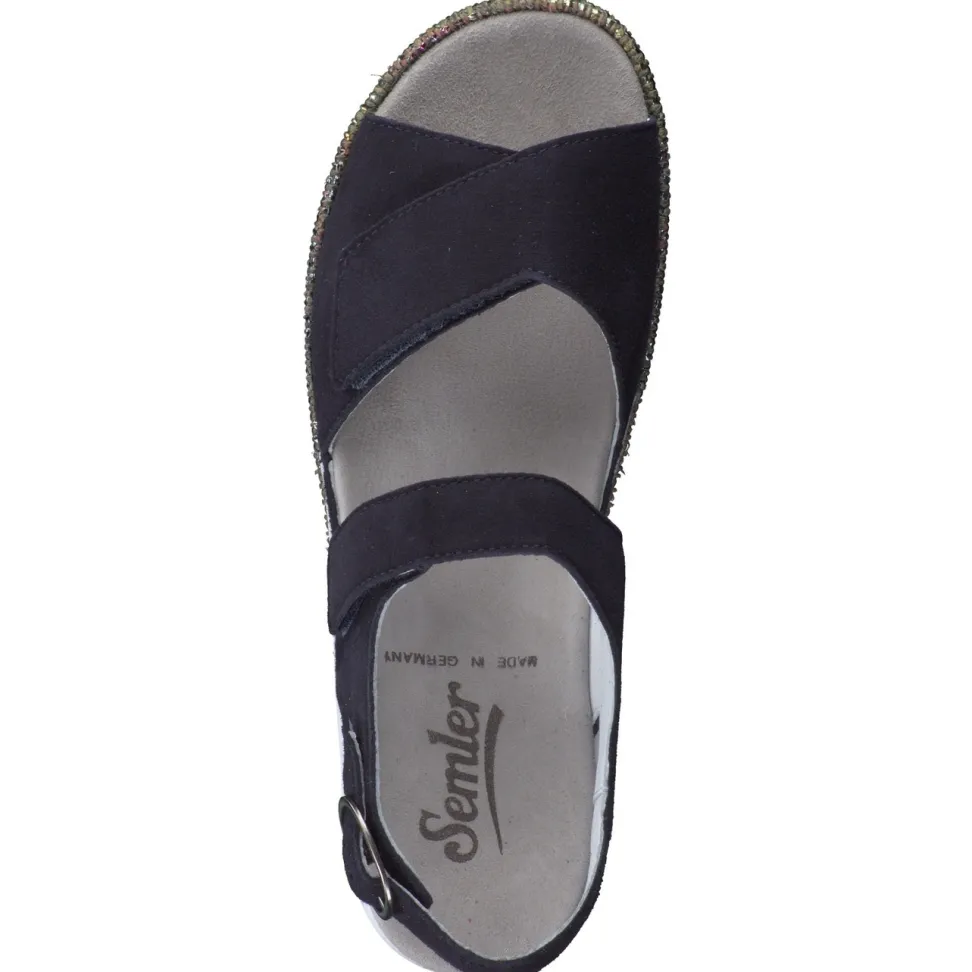 Semler – Plateau-Sandalen aus Veloursleder Schwarz
