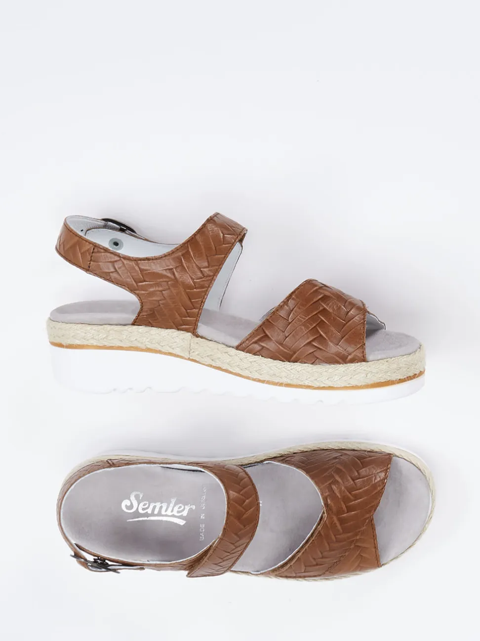 Semler – Sandale aus geprägtem Leder braun