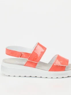 Semler – Sandalen aus Lackleder in Korallenrot