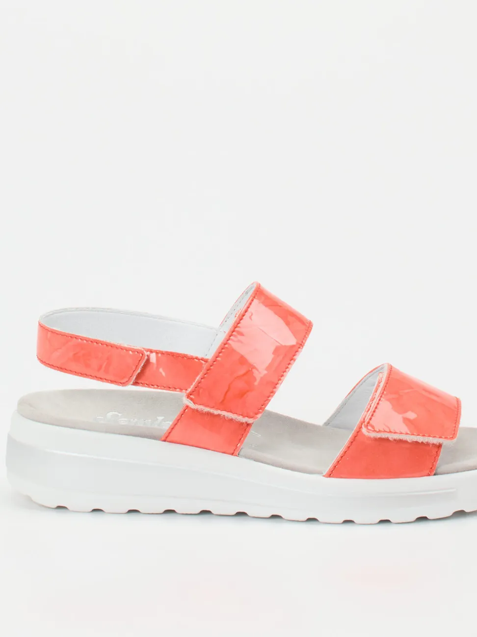 Semler – Sandalen aus Lackleder in Korallenrot