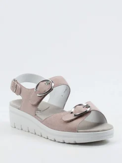 Semler – Sandalen aus Veloursleder in Rosébeige