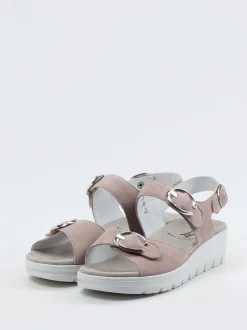 Semler – Sandalen aus Veloursleder in Rosébeige