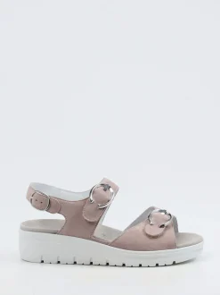 Semler – Sandalen aus Veloursleder in Rosébeige