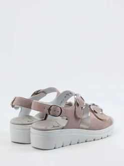 Semler – Sandalen aus Veloursleder in Rosébeige