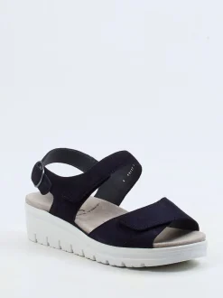 Semler – Sandalen aus Veloursleder Dunkelblau