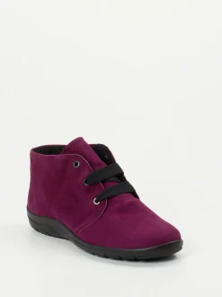 Semler – Schnür-Bootie aus Veloursleder Beerenviolett