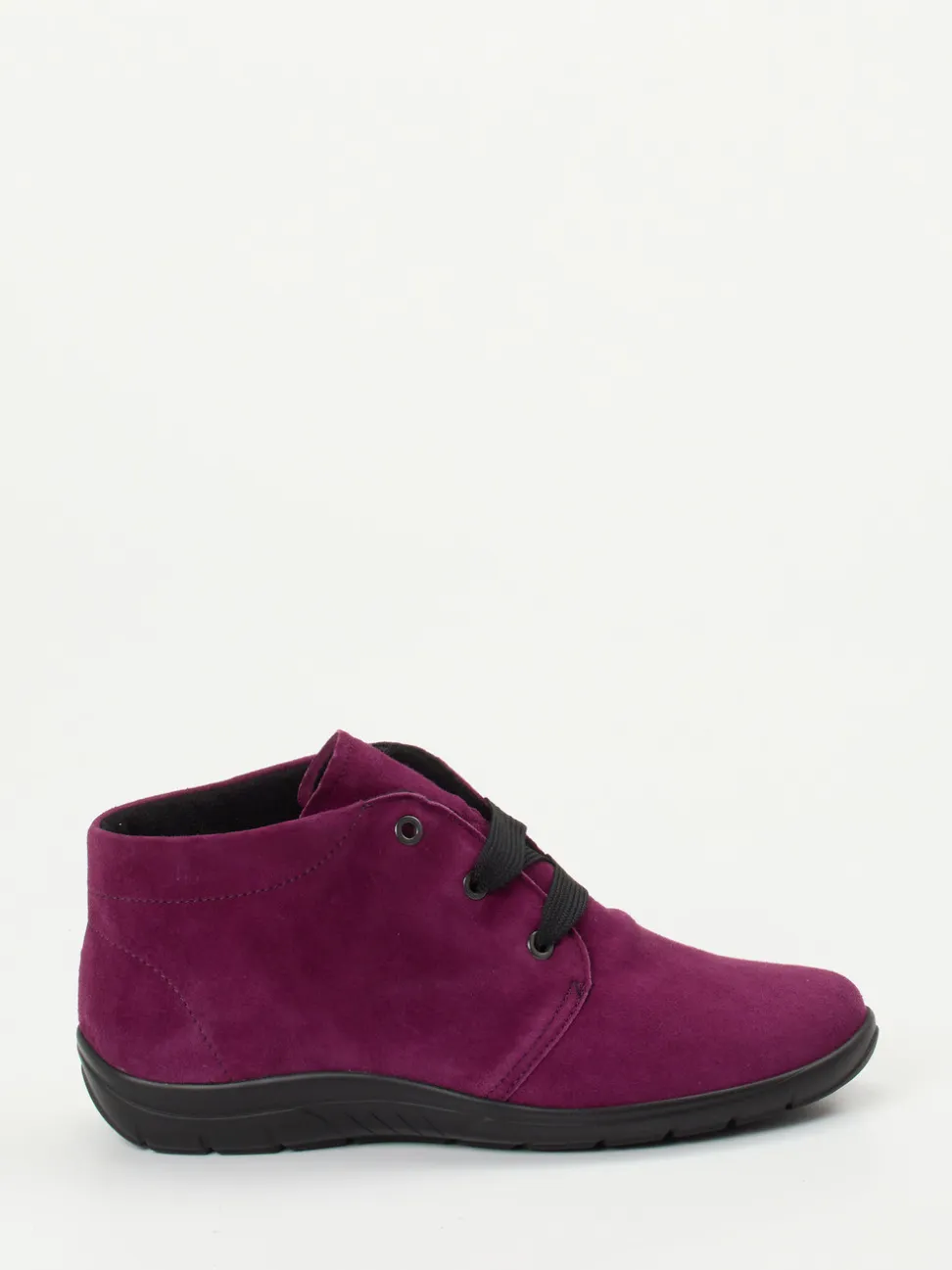 Semler – Schnür-Bootie aus Veloursleder Beerenviolett