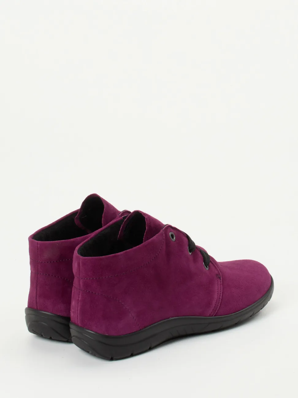 Semler – Schnür-Bootie aus Veloursleder Beerenviolett