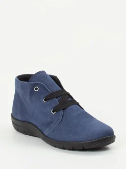 Semler – Schnür-Bootie aus Veloursleder jeansblau