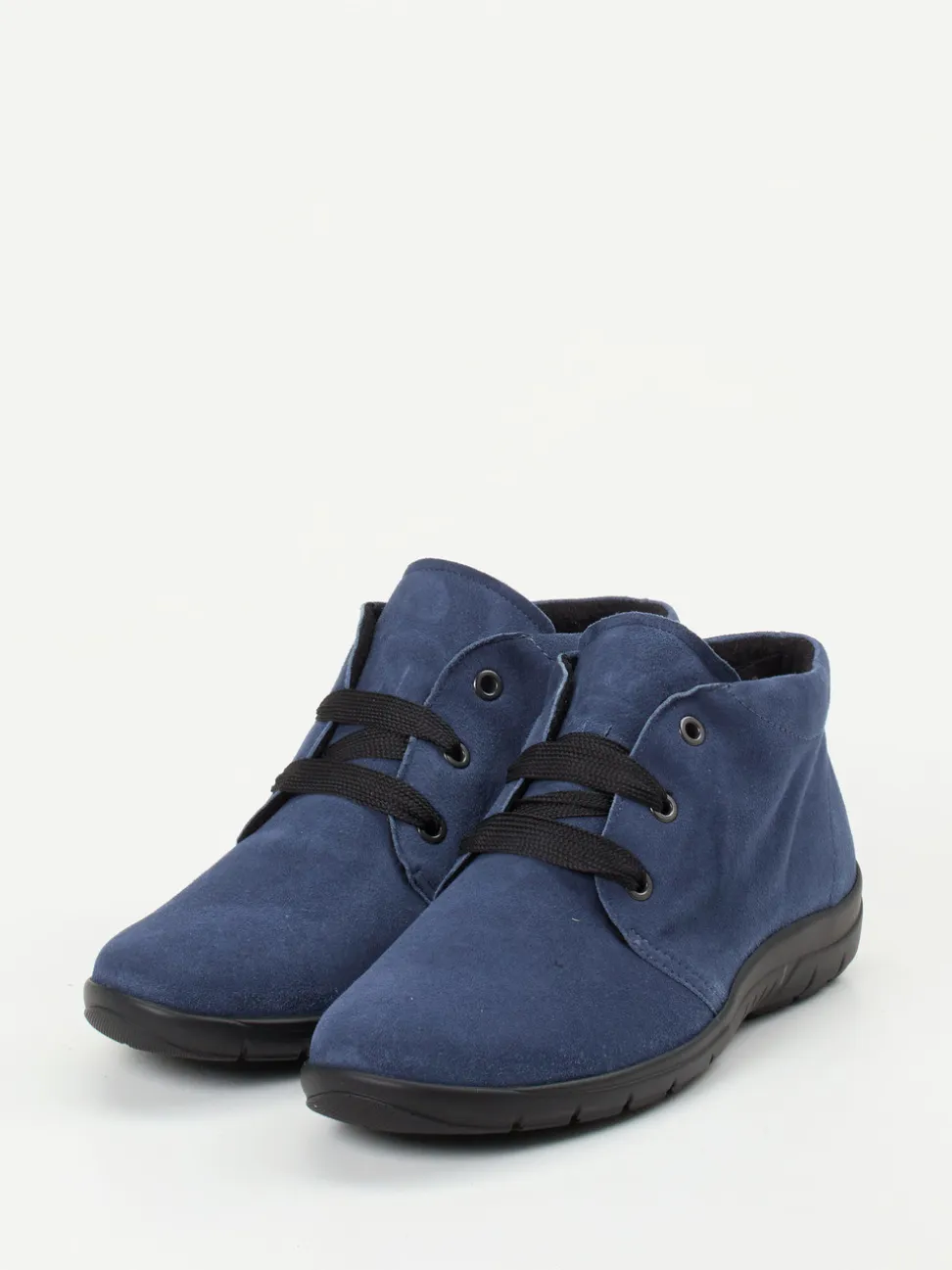Semler – Schnür-Bootie aus Veloursleder jeansblau