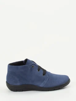 Semler – Schnür-Bootie aus Veloursleder jeansblau
