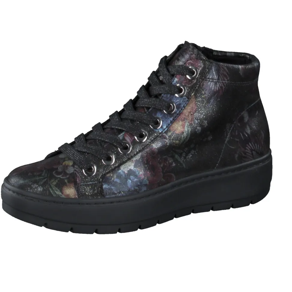 Semler – Schnürboots aus geprägtem Leder floral