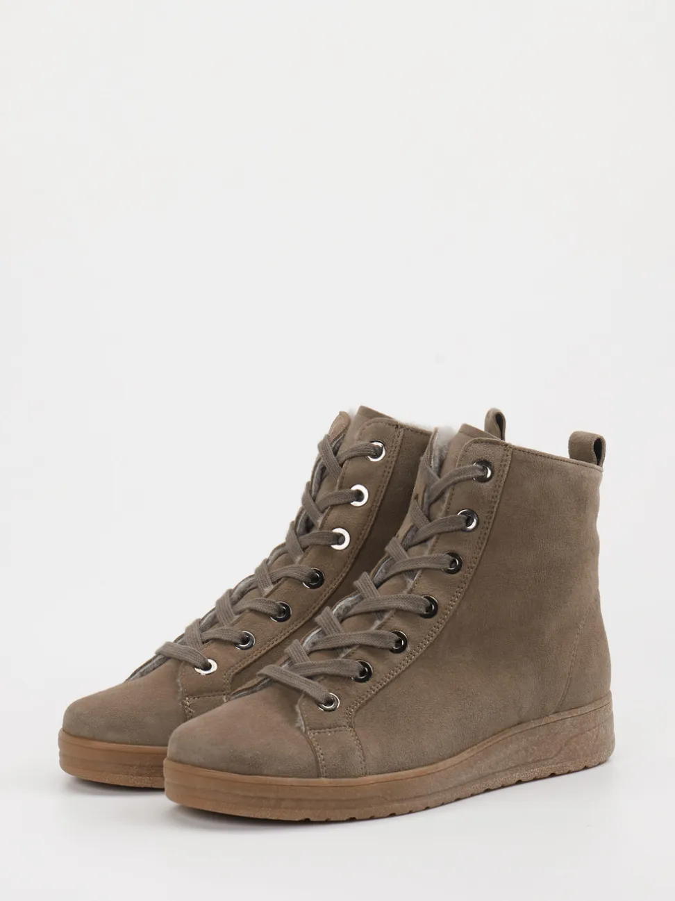 Semler – Schnürboots aus Veloursleder in Taupe
