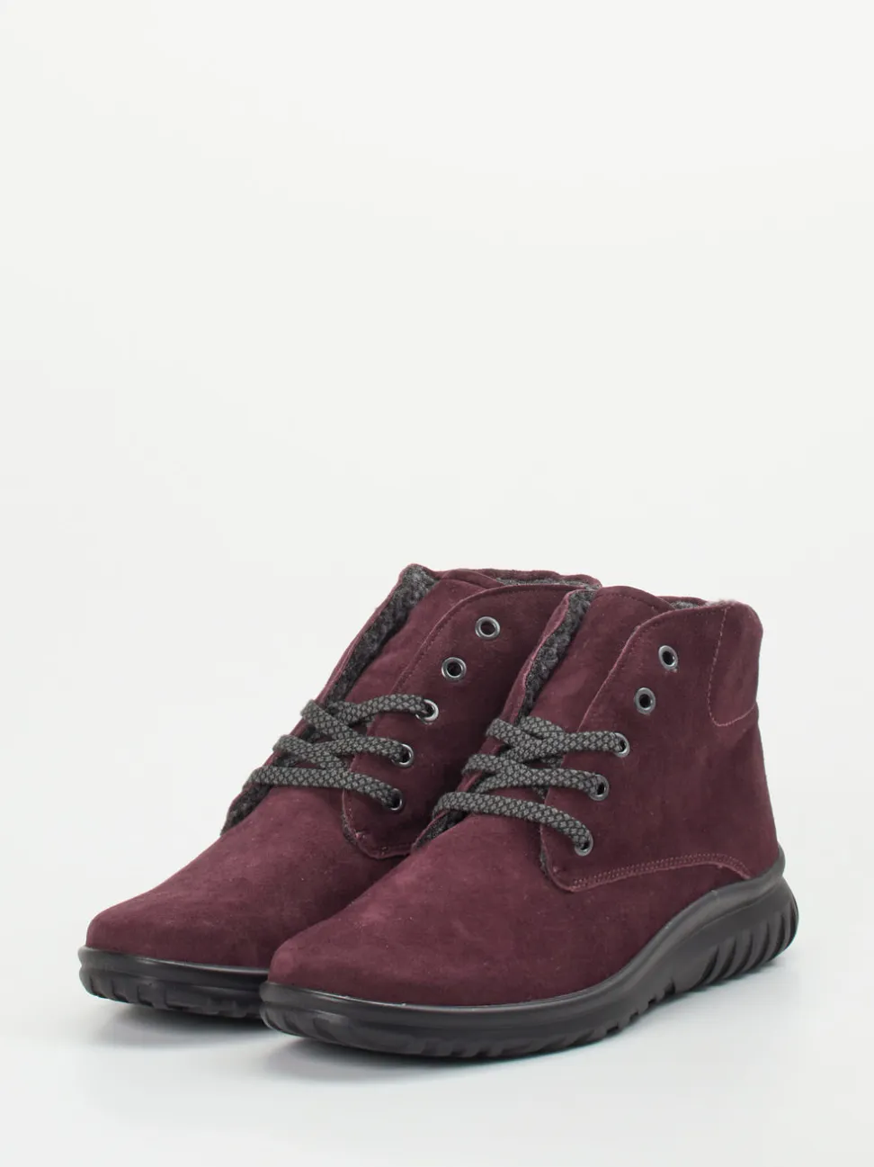 Semler – Schnürboots aus Veloursleder brombeerrot